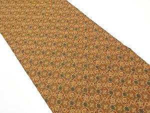 花丸文に華紋織り出し　開き名古屋帯（額縁仕立て）